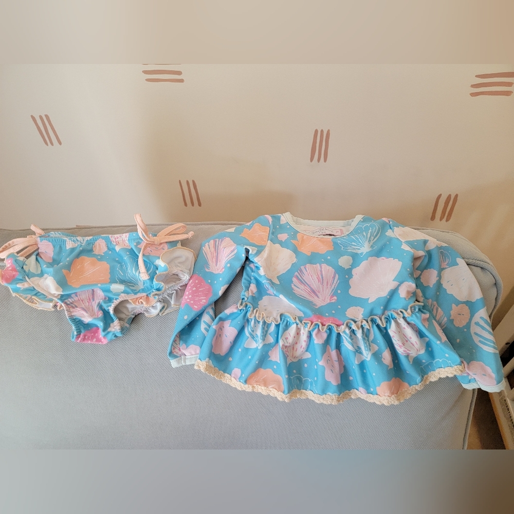 SweetHoney seashell 🐚 ruffle swimsuit two piece with long sleeves 💦